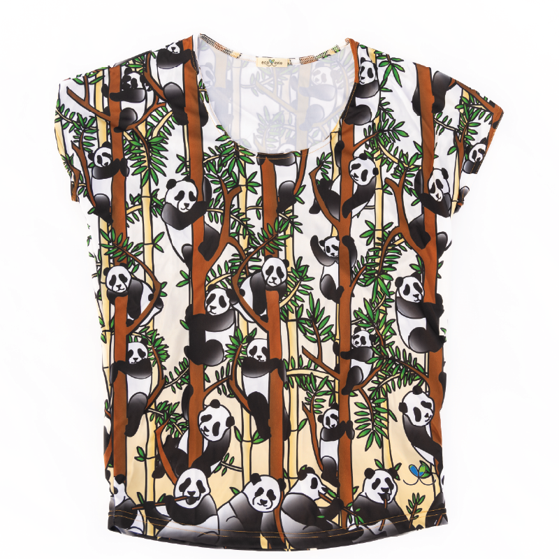 Panda Womens Short Sleeve Scoop Neck Shirt