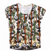 Panda Womens Short Sleeve Scoop Neck Shirt