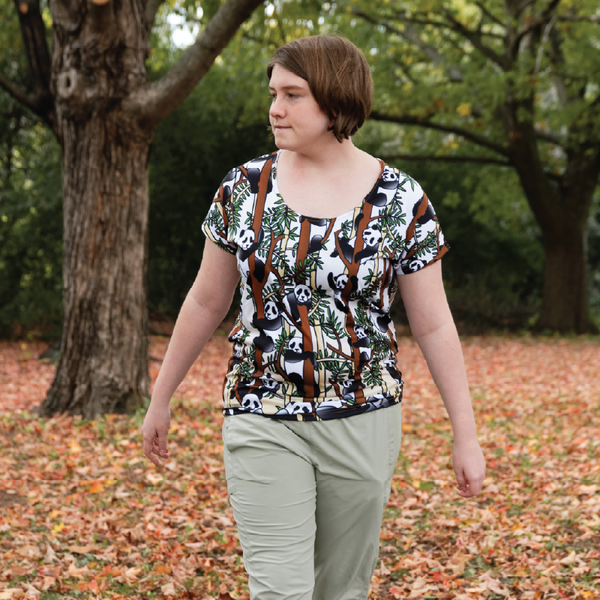 Panda Womens Short Sleeve Scoop Neck Shirt