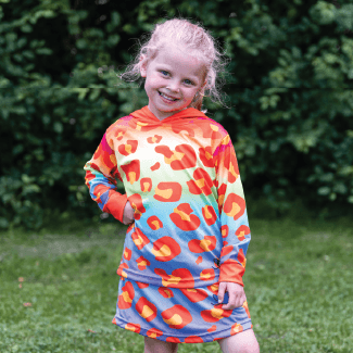 Amur Leopard Rainbow Kids long sleeve hooded shirt