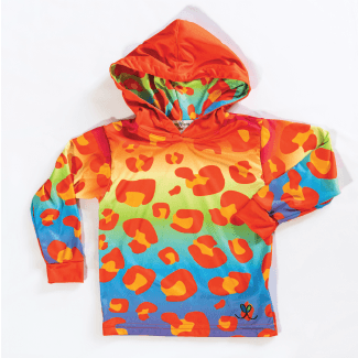 Amur Leopard Rainbow Kids long sleeve hooded shirt