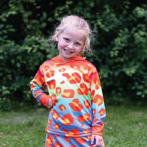 Amur Leopard Rainbow Kids long sleeve hooded shirt