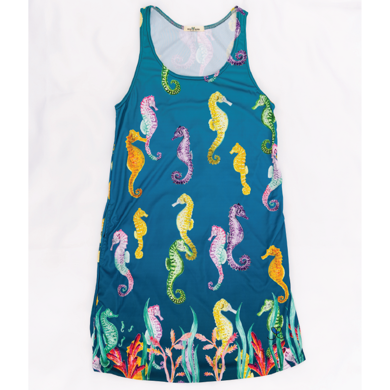 Sea horse Womens Tank Dress with pockets
