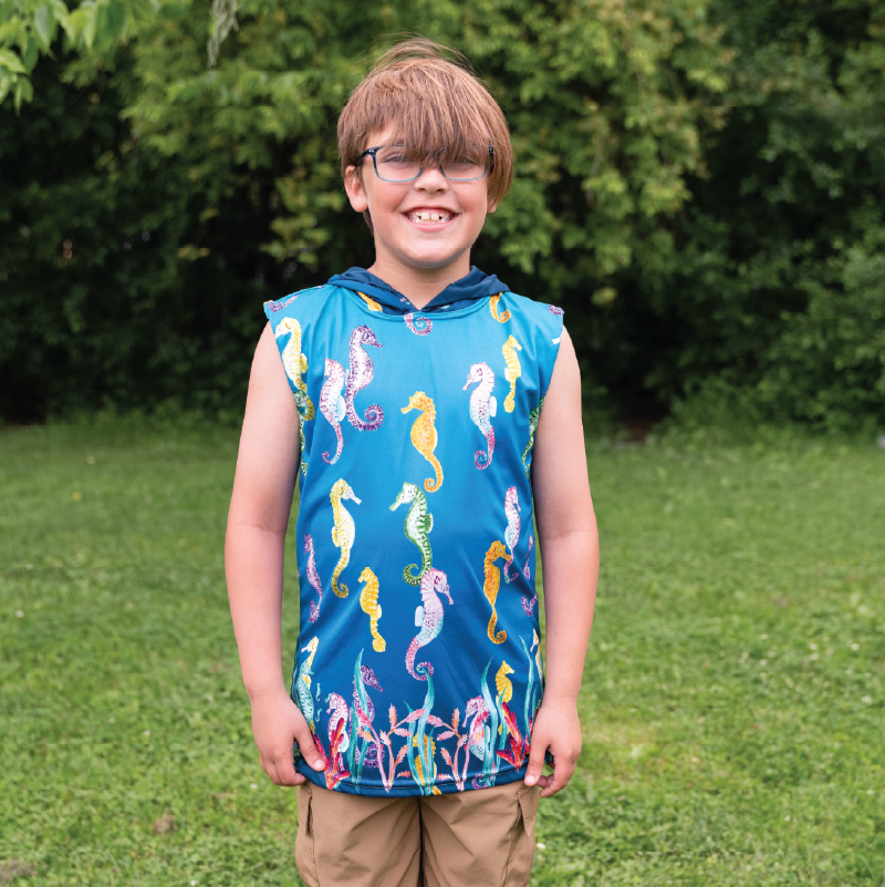 Sea horse Kids Sleeveless hooded shirt
