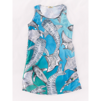 Sharks and Rays Kids tank dress with pockets