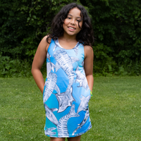 Sharks and Rays Kids tank dress with pockets