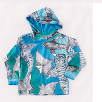Sharks and Rays Kids long sleeve hooded shirt