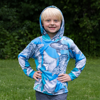 Sharks and Rays Kids long sleeve hooded shirt