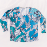 Sharks and Rays Womens Long Sleeve Scoop Neck Shirt