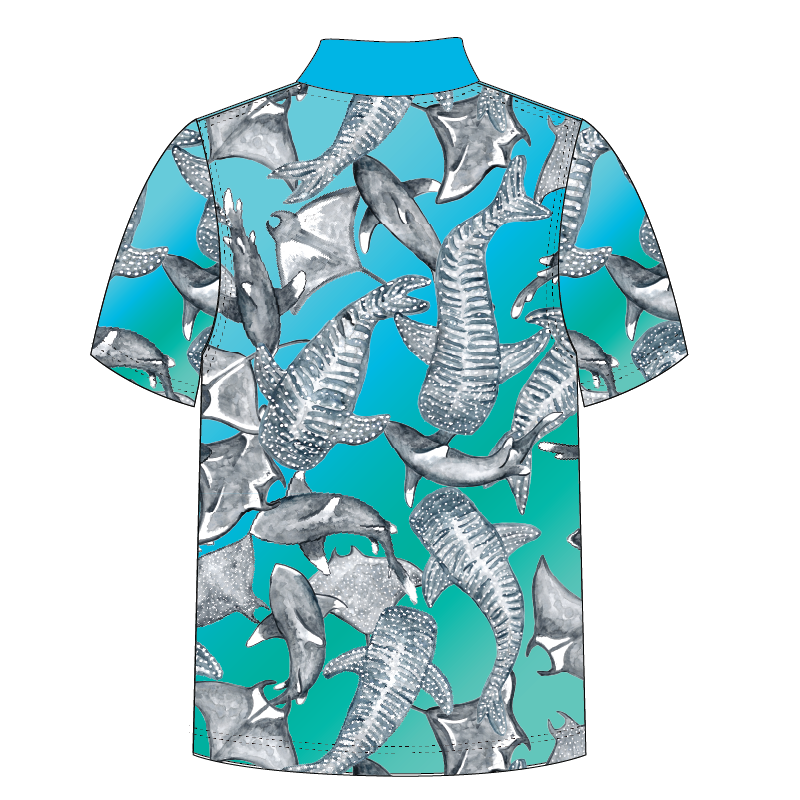 Sharks and Rays Adult short sleeve button polo