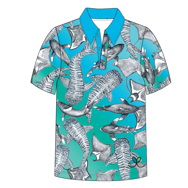 Sharks and Rays Adult short sleeve button polo