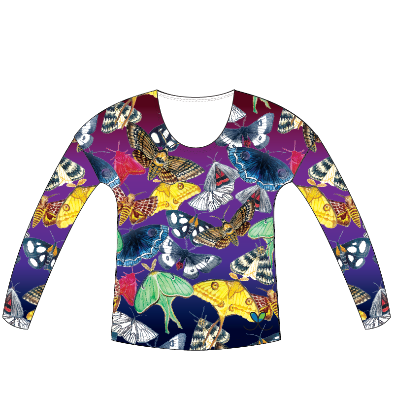 Moths Womens Long Sleeve Scoop Neck Shirt