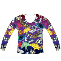 Moths Womens Long Sleeve Scoop Neck Shirt