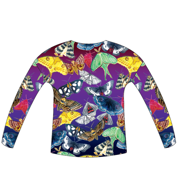 Moths Womens Long Sleeve Scoop Neck Shirt