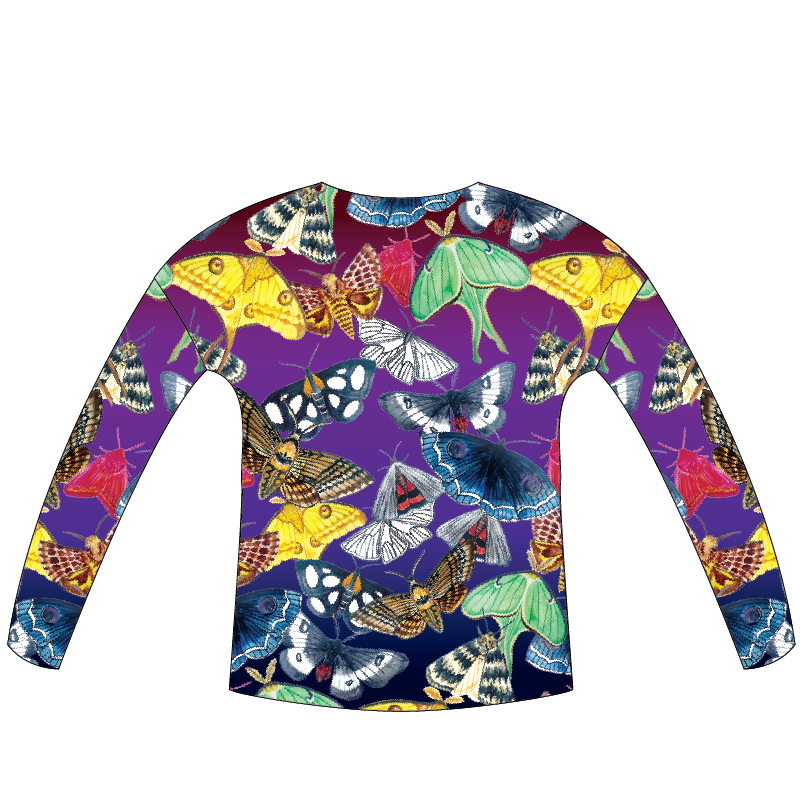 Moths Womens Long Sleeve Scoop Neck Shirt