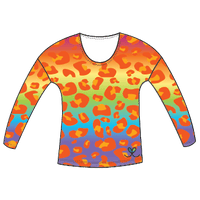 Amur Leopard Rainbow Womens Long Sleeve Scoop Neck Shirt