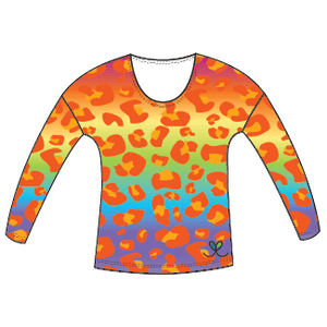 Amur Leopard Rainbow Womens Long Sleeve Scoop Neck Shirt