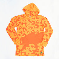 Amur Leopard Bright Orange Kids long sleeve hooded shirt