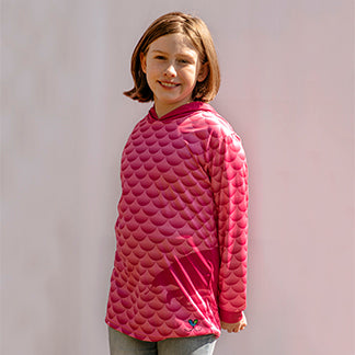 Pangolin Bright Pink Kids long sleeve hooded shirt