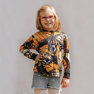 Monarch Butterfly Kids Long sleeve hooded shirt