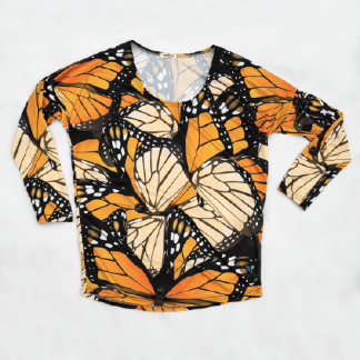 Monarch Butterfly Womens Long Sleeve Scoop Neck Shirt