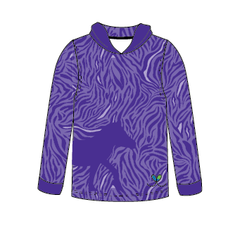 Grevy's Zebra Bright Purple Kids long sleeve hooded shirt