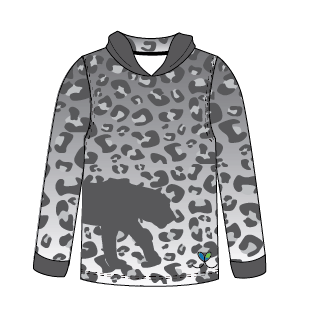 Snow Leopard Kids long sleeve hooded shirt