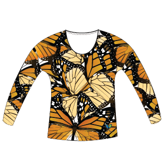 Monarch Butterfly Womens Long Sleeve Scoop Neck Shirt