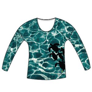Sea Turtle Womens Long Sleeve Scoop Neck Shirt