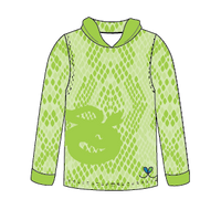 Eastern Indigo Snake Bright Lime Kids long sleeve hooded shirt