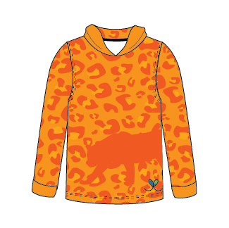 Amur Leopard Bright Orange Kids long sleeve hooded shirt