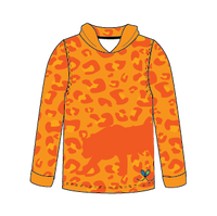 Amur Leopard Bright Orange Kids long sleeve hooded shirt