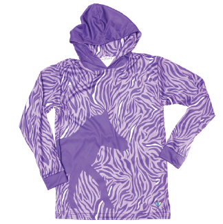 Grevy's Zebra Bright Purple Kids long sleeve hooded shirt