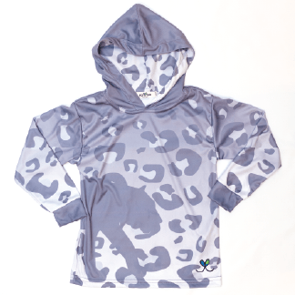 Snow Leopard Kids long sleeve hooded shirt