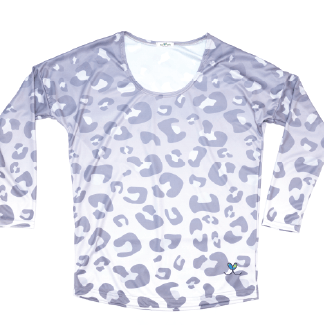 Snow Leopard Womens Long Sleeve Scoop Neck Shirt