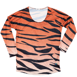 Tiger Womens Long Sleeve Scoop Neck Shirt